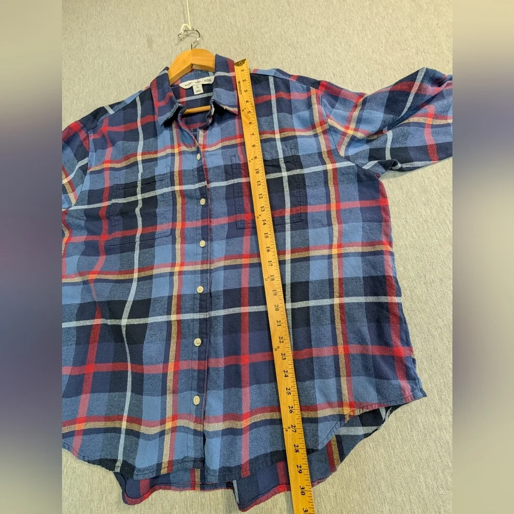 Old Navy Flannel Shirt Women's XL Blue Plaid "The Boyfriend Shirt" - Picture 4 of 9